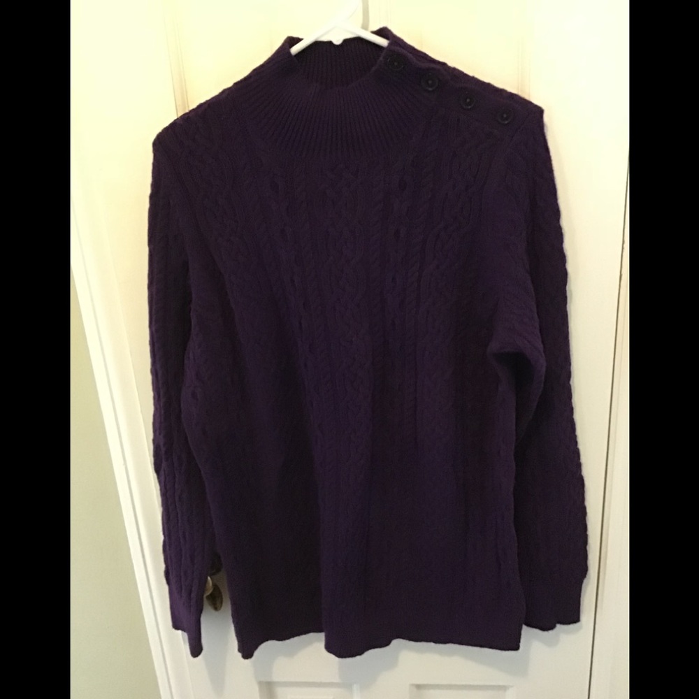 Talbots plum cable knit sweater 1x